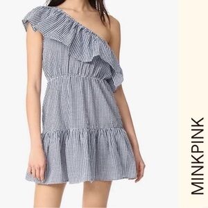MINKPINK One Shoulder Ruffle Wanderer‎ Mini Dress